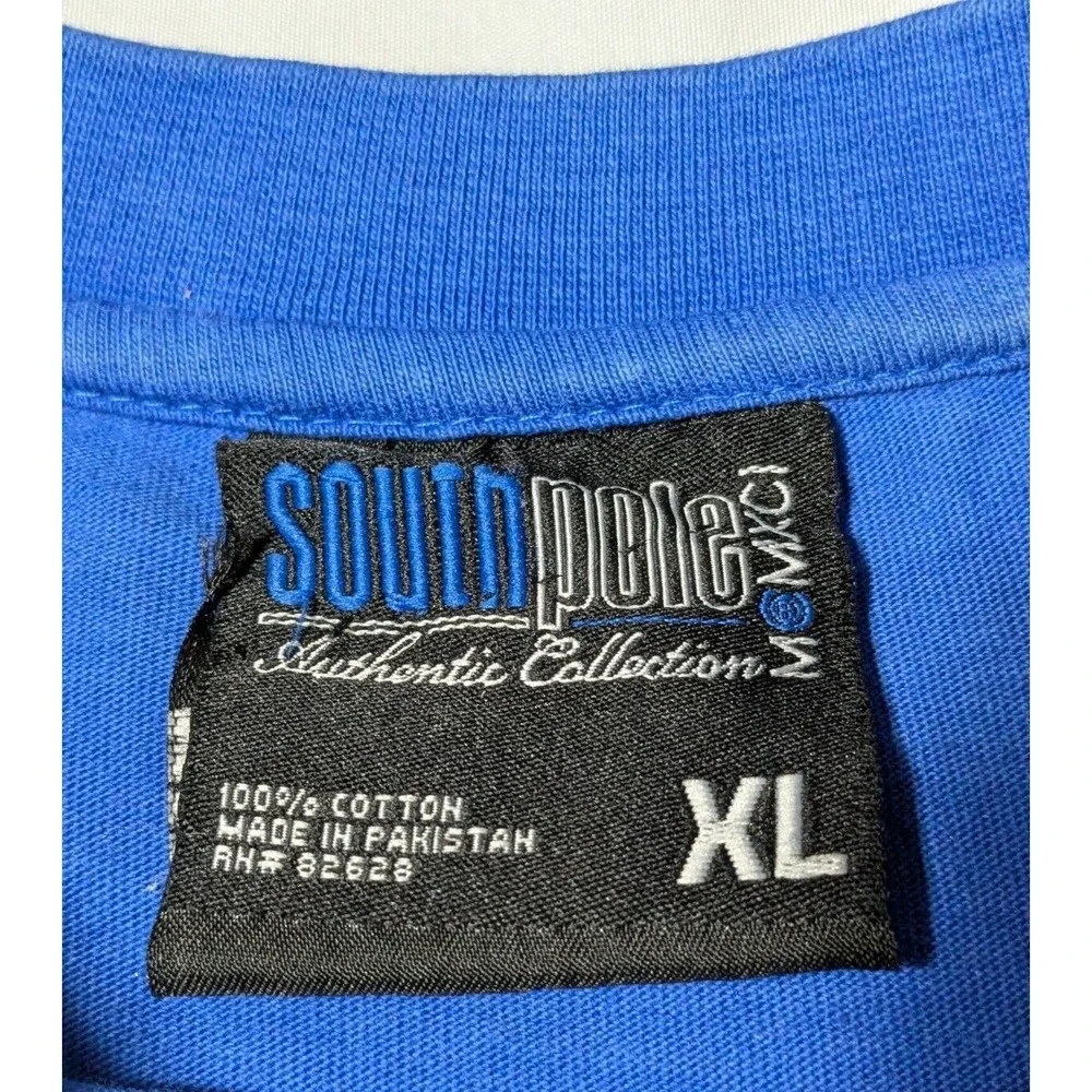 VTG Y2K SOUTHPOLE Applique‎ Patch Blue Graphic T-Shirt - Men XL